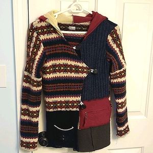 Anthropologie Gaia patchwork sweater coat